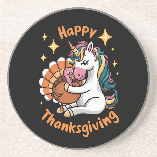 Cute Unicorn Hugs Turkey Happy thanksgiving Girls Underlägg (Framsidan)