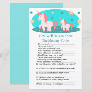 Cute Unicorn, hur bra du vet om babyduschspel