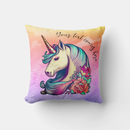 Cute Unicorn i Colorful Himlar Kudde