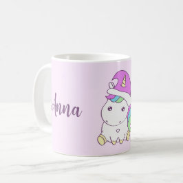 Cute Unicorn i jul Hat Personlig Namn Kaffemugg