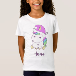 Cute Unicorn i jul Hat Personlig Namn T Shirt