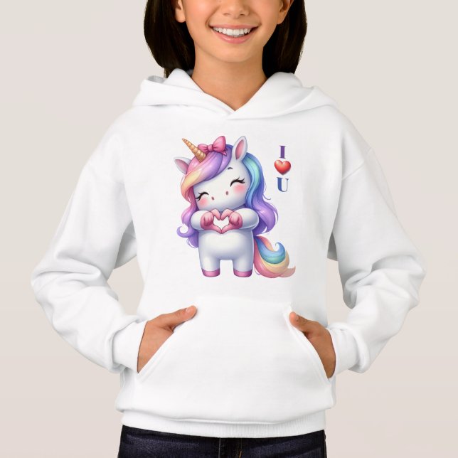 Cute Unicorn I Kärlek You T Shirt (Framsida)
