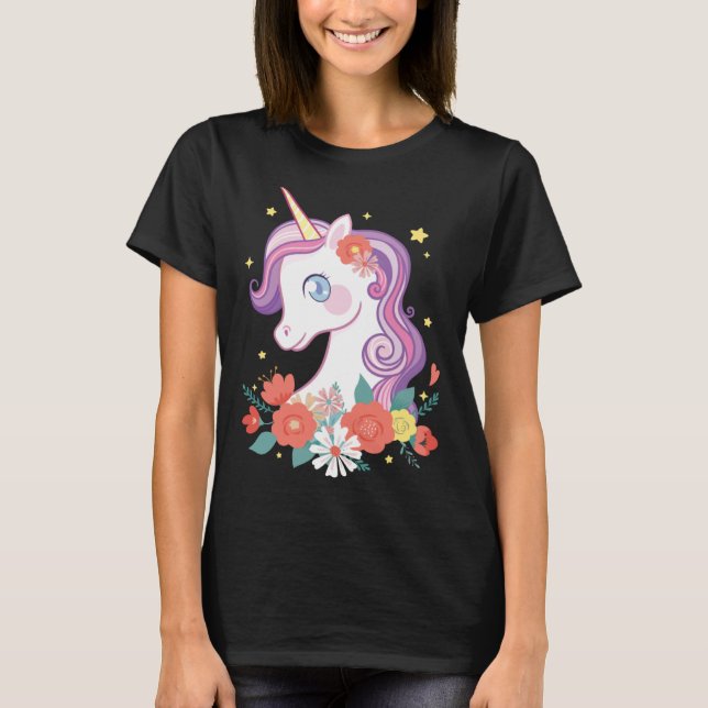 Cute Unicorn i Unicorn Girls Dam Children T Shirt (Framsida)