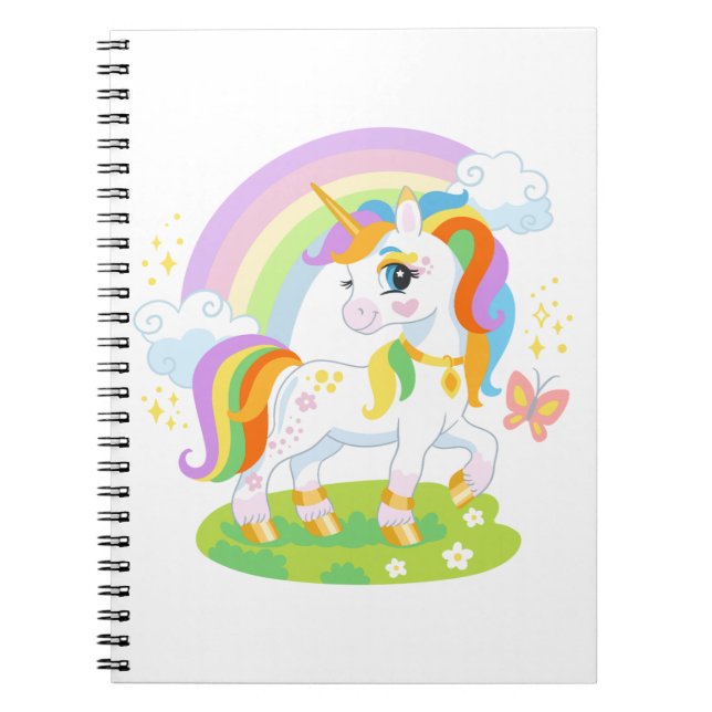 Cute Unicorn illustration #1 Anteckningsbok (Framsidan)