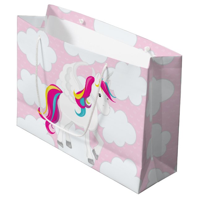 Cute Unicorn in clouds party bag (Framsidan Vinklad)