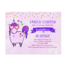 Cute Unicorn in Hjärtformade Glass Birthday