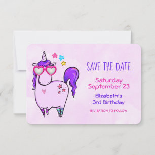 Cute Unicorn in Hjärtformade Glass Birthday Spara Datumet
