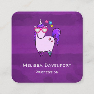 Cute Unicorn in Hjärtformade Glass Fyrkantigt Visitkort