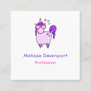 Cute Unicorn in Hjärtformade Glass Fyrkantigt Visitkort