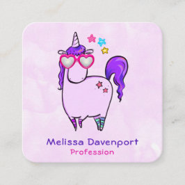 Cute Unicorn in Hjärtformade Glass Fyrkantigt Visitkort