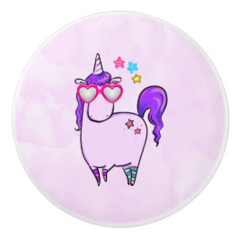 Cute Unicorn in Hjärtformade Glass Knopp