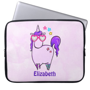 Cute Unicorn in Hjärtformade Glass Laptop Fodral