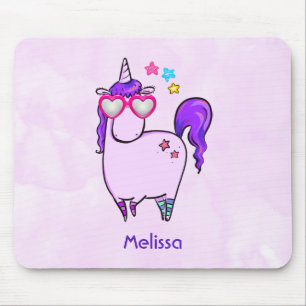 Cute Unicorn in Hjärtformade Glass Musmatta