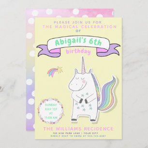Cute Unicorn   Inbjudan till Flick kalas