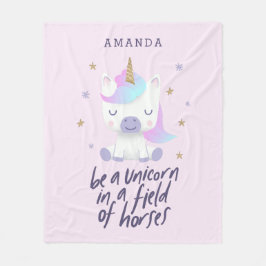 Cute Unicorn-inspirationsoffert | Lägg till Namn Fleecefilt