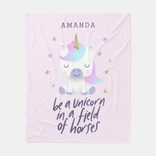 Cute Unicorn-inspirationsoffert Lägg till Namn Fleecefilt