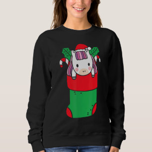 Cute Unicorn Inuti julsock med Candy cane T Shirt