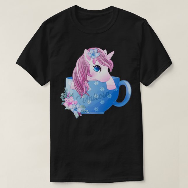 Cute unicorn inuti kaffe kopp t shirt (Design framsida)