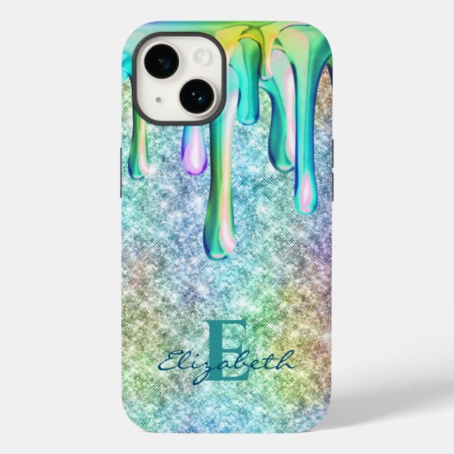 Cute Unicorn Iridescent glitter droppar Faux Glitt (Baksida)