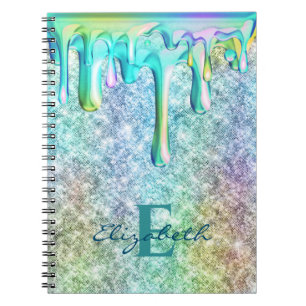 Cute Unicorn Iridescent glitter droppar Faux Glitt Anteckningsbok