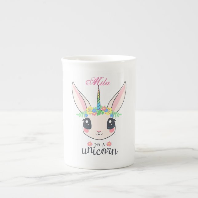 Cute Unicorn-kanin Benporslin Mugg (Framsidan)