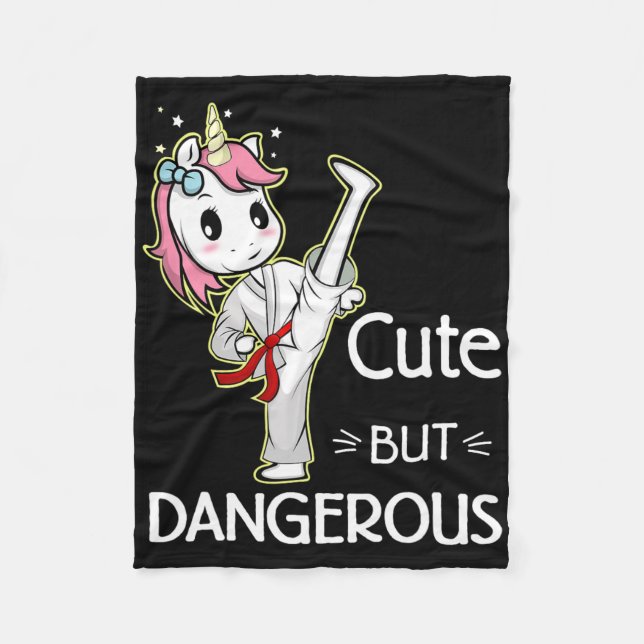 Cute Unicorn Karate Taekwondo Fleecefilt (Framsidan)