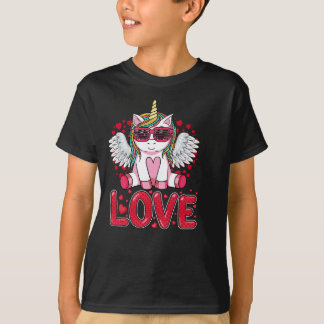 Cute Unicorn Kärlek Heart Valentines day Flickor T Shirt