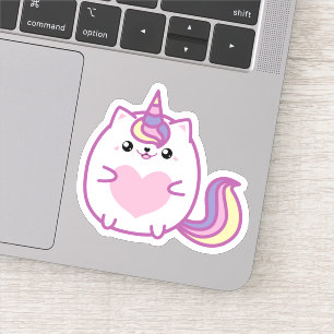 Cute Unicorn Kattunge hjärta Klistermärken