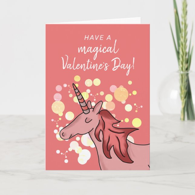 Cute Unicorn Kids Classroom Valentine's day Helgkort (Framsida)