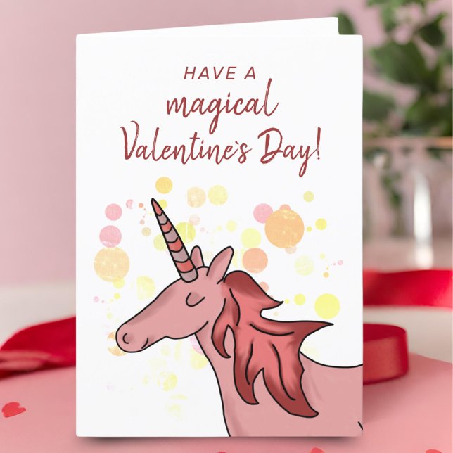 Cute Unicorn Kids Classroom Valentine's day Helgkort (Skapare uppladdad)