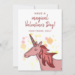 Cute Unicorn Kids Classroom Valentine's day Julkort