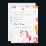 Cute Unicorn Kids Girl Födelsedagsfest Inbjudningar<br><div class="desc">Födelsedagsfest inbjudan för din lilla flickas födelsedag. Anpassa med information om party.</div>