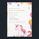 Cute Unicorn Kids Girl Födelsedagsfest Inbjudningar<br><div class="desc">Födelsedagsfest inbjudan för din lilla flickas födelsedag. Anpassa med information om party.</div>