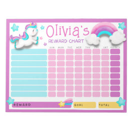 Cute Unicorn Kids Reward Chart for Daily Routine Anteckningsblock