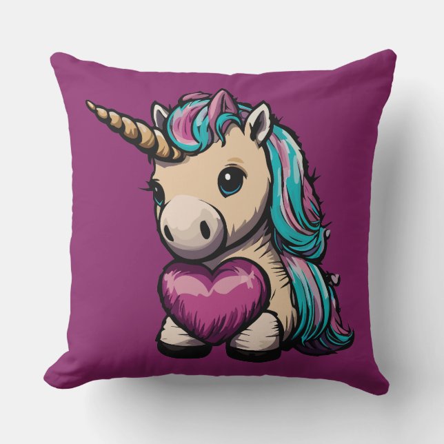 Cute Unicorn Kudde (Framsida)