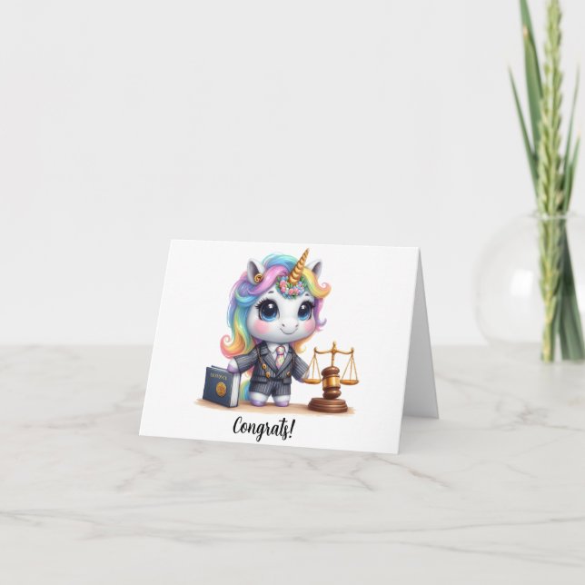 Cute Unicorn Lawyer School Studenten Kort (Framsida)
