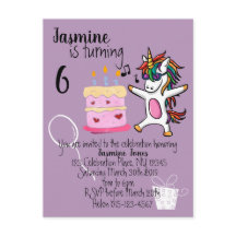Cute Unicorn Lila Birthday