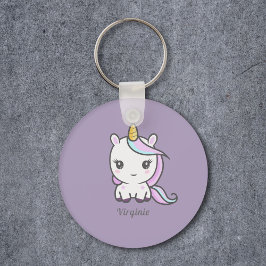 Cute Unicorn Lila Keychain Nyckelring
