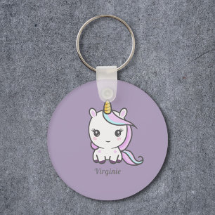 Cute Unicorn Lila Keychain Nyckelring