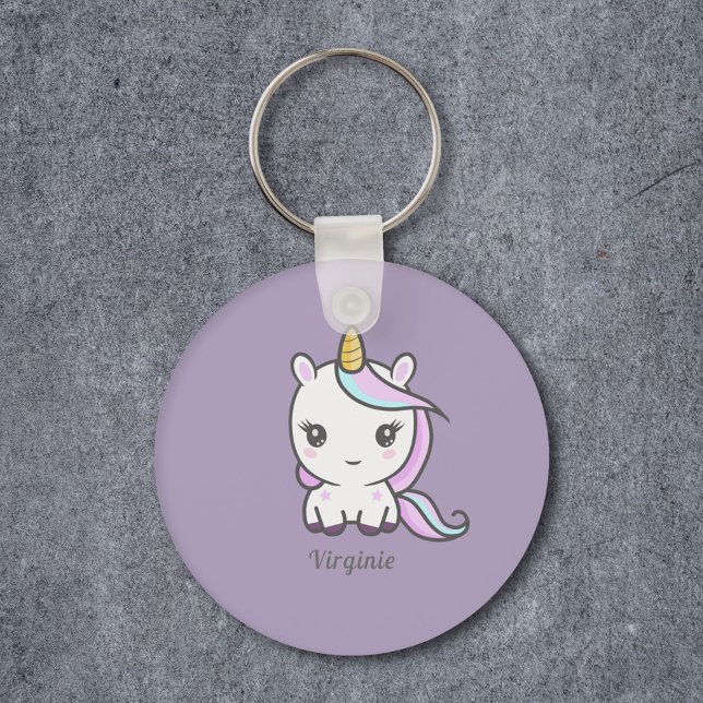 Cute Unicorn Lila Keychain Nyckelring (Cute Unicorn Purple Keychain)
