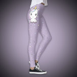 Cute Unicorn Lila Legging<br><div class="desc">Lila barn med söta unicorns på sidorna och polka dots bakgrunden: en trevlig gåva till din flickväns födelsedag!</div>