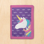 Cute Unicorn Lila Personlig Kids Namn<br><div class="desc">Cute personlig Girl lila Unicorn-plånbok med ett modernt typsnitt. Du kan välja teckensnitt eller ändra färg i bakgrunden med hjälp av verktygen online.</div>