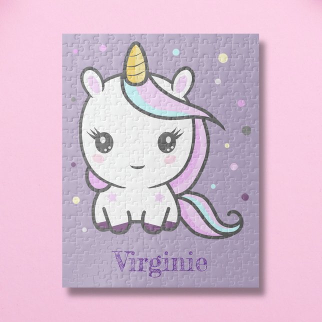 Cute Unicorn Lila Puzzle Pussel (Cute Unicorn Purple Puzzle)