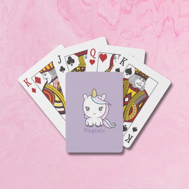 Cute Unicorn Lila Spelkort (Cute Unicorn Purple Playing Cards)