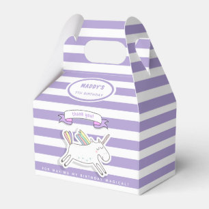 Cute Unicorn - Lila Stripe Barns födelsedag Presentaskar
