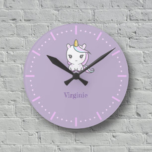Cute Unicorn Lila Wall Clock Rund Klocka