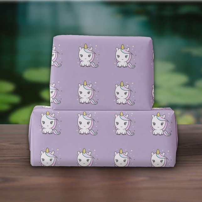 Cute Unicorn Lila Wrapping Papper Presentpapper (Cute Unicorn Purple Wrapping Paper)