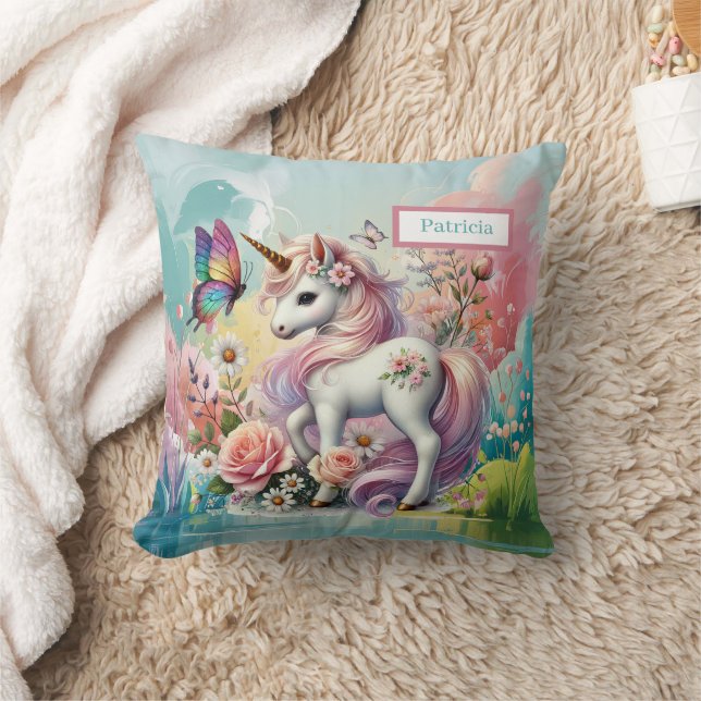 Cute unicorn lovers add name kudde (Filt)