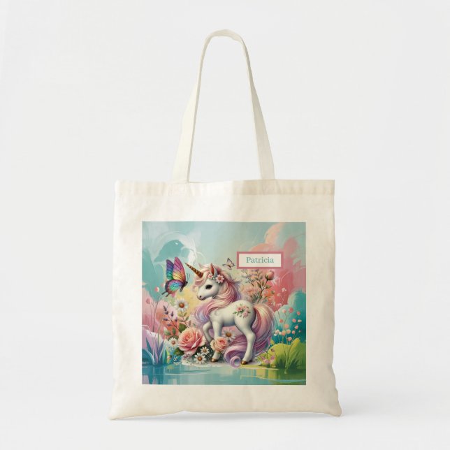 Cute unicorn lovers add name tygkasse (Framsidan)