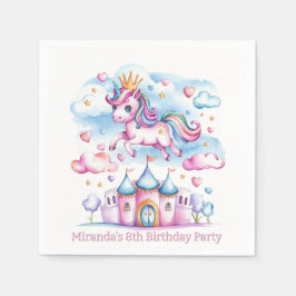 Cute Unicorn Magic Castle Girl Födelsedagsfest Pappersservett